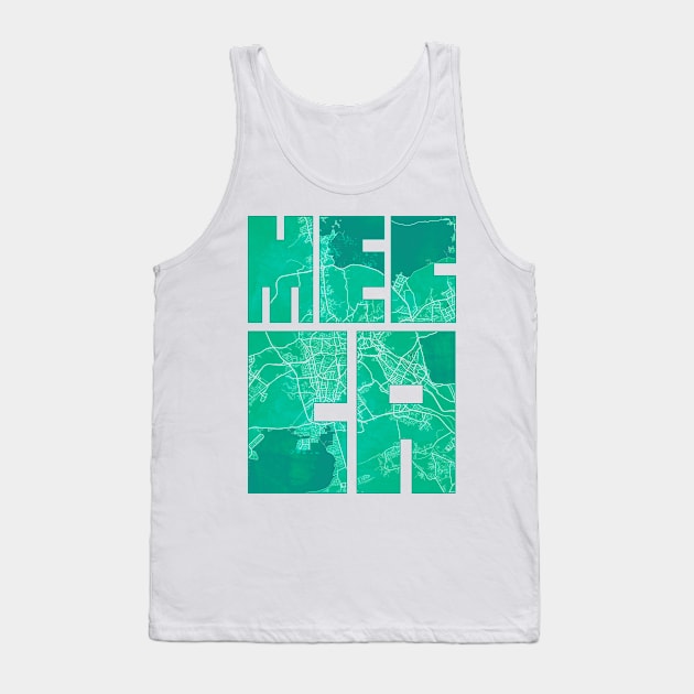 Mecca, Saudi Arabia City Map Typography - Watercolor Tank Top by deMAP Studio